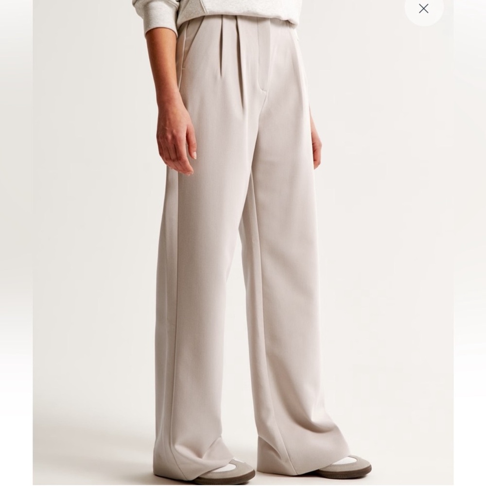 NWT Abercrombie & Fitch Sloane Tailored Pant Light Taupe Wide Leg Full Length
